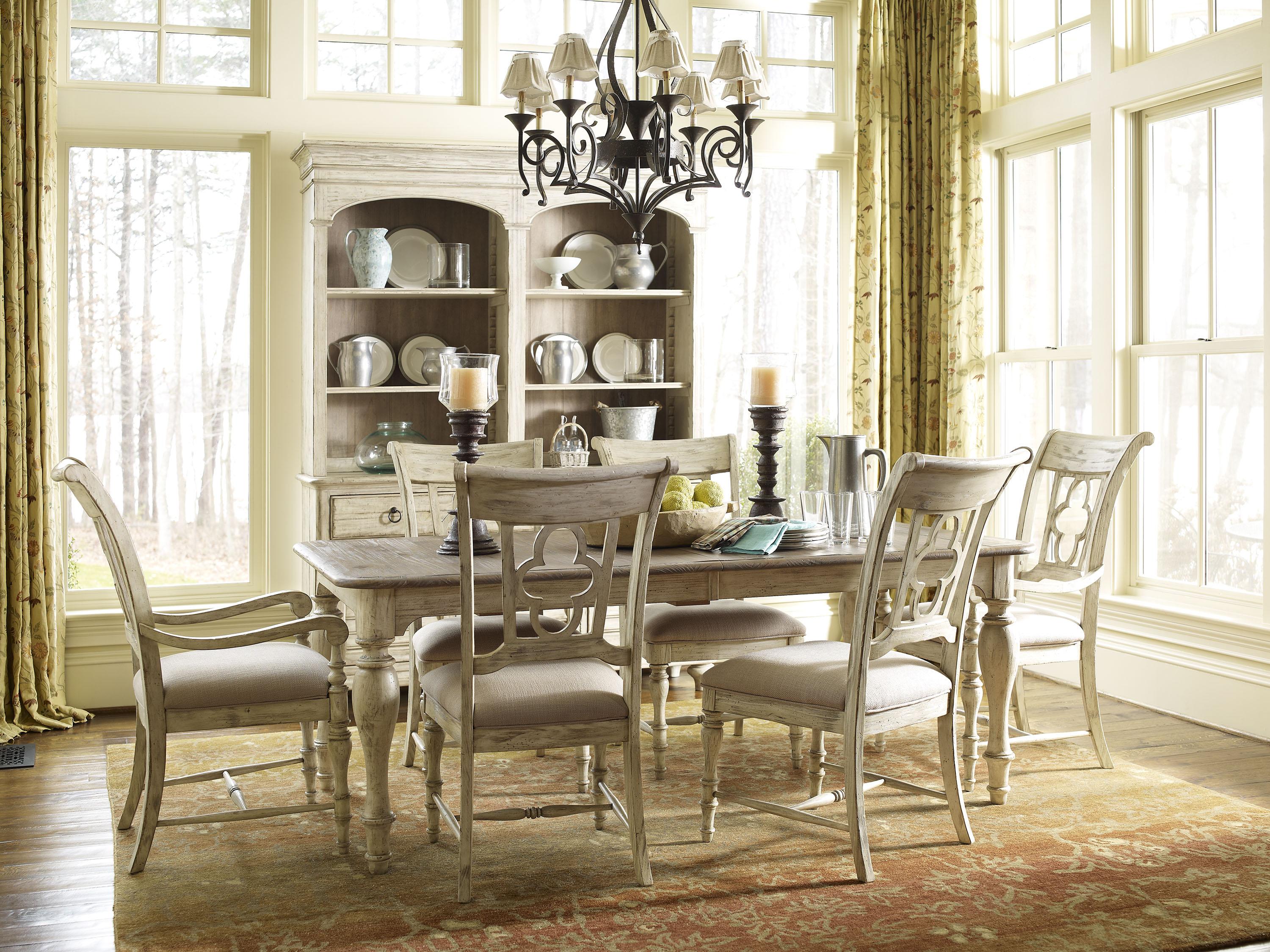 7 Piece Dining Set with Canterbury Table and Quatrefoil Back Chairs